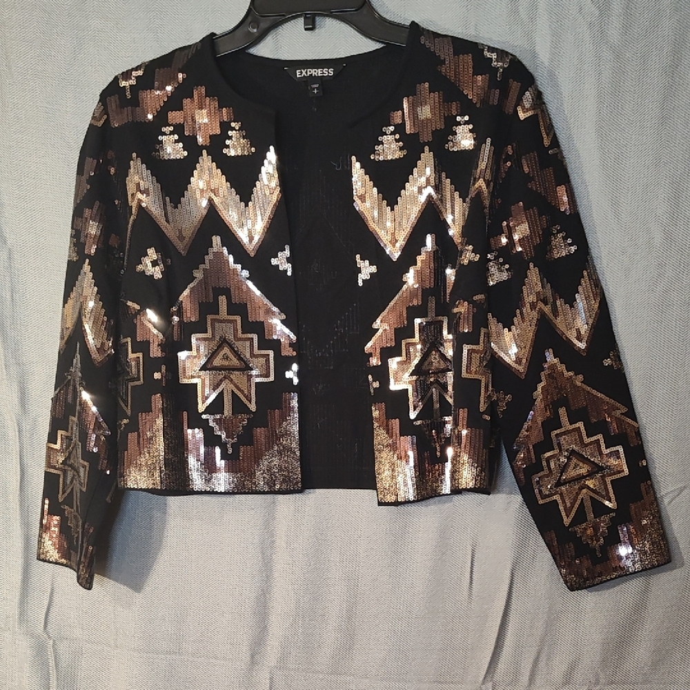 Express Black and Gold Sequin Jacket
